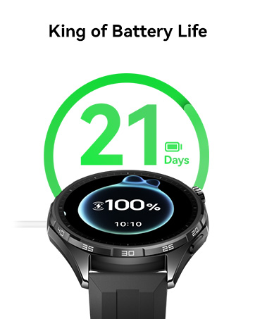 تتميز ساعة Huawei WATCH GT 6 الذكية مقاس 46 مم بعمر بطارية يصل إلى 21 يومًا. تتميز ساعة Huawei WATCH GT 6 الذكية مقاس 46 مم بعمر بطارية يصل إلى 21 يومًا.