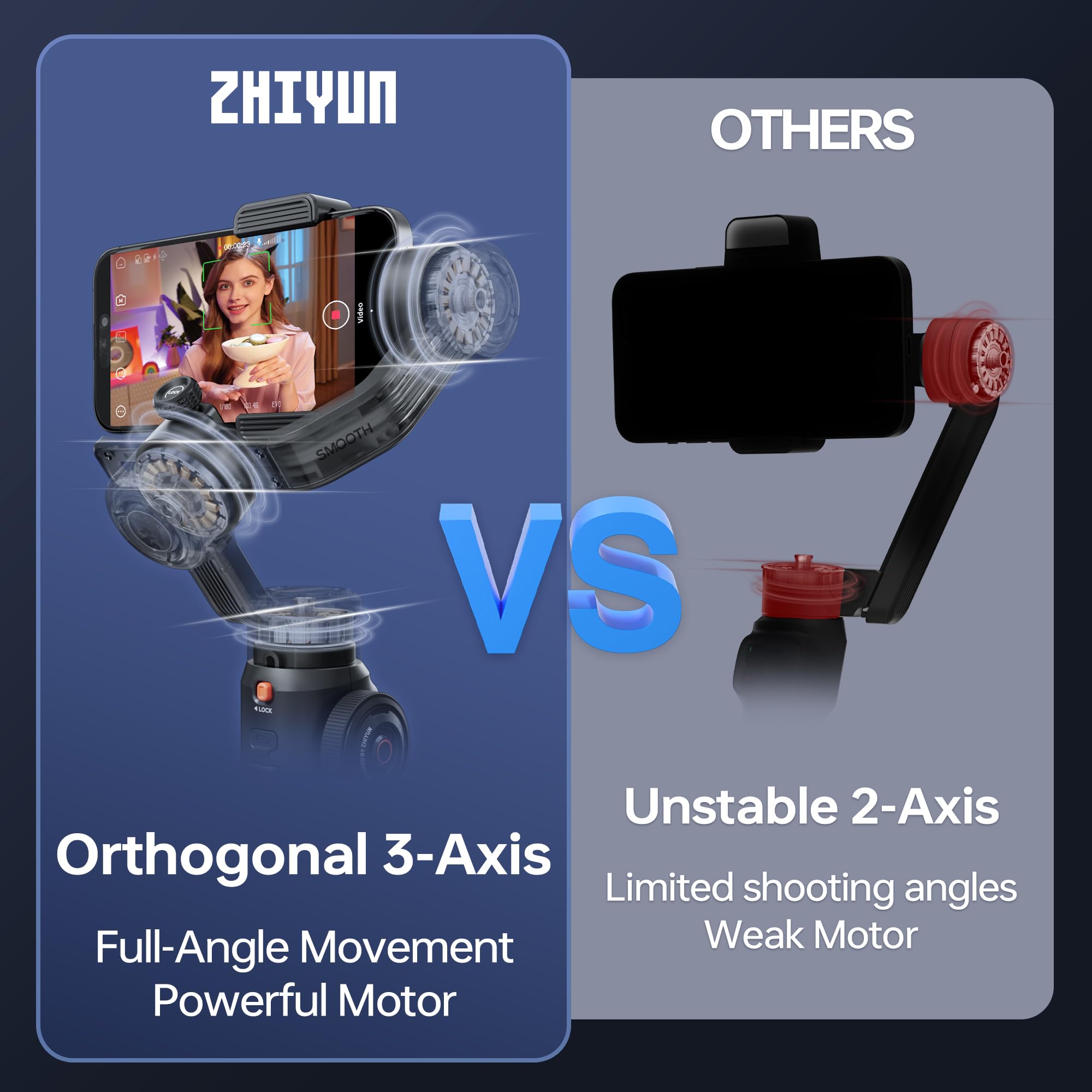 مثبت Zhiyun Smooth 5S AI Pro Gimbal، مثبت ثلاثي المحاور للهواتف الذكية مع متتبع AI، ضوء تعبئة مغناطيسي/مدمج، حقيبة تخزين، مثبت iPhone