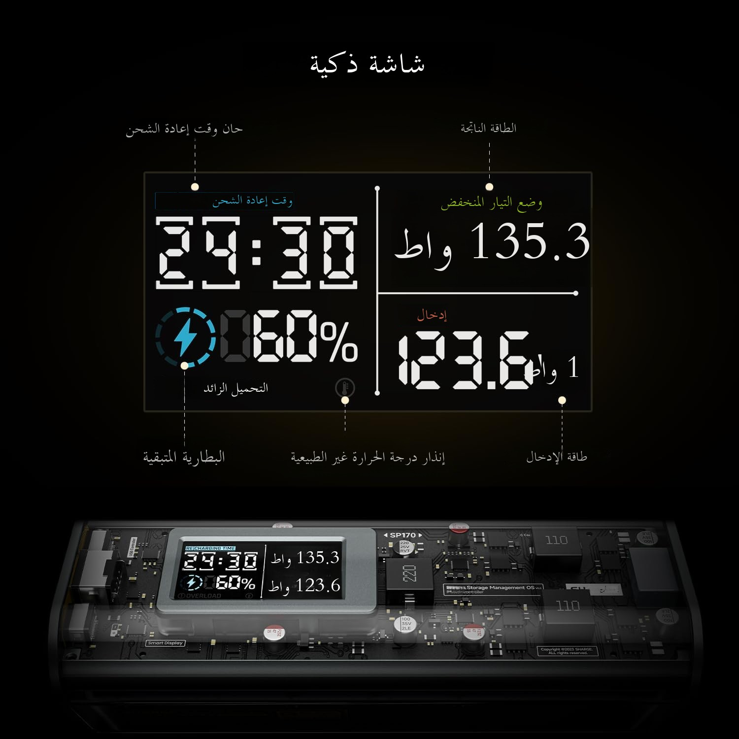 بنك طاقة SHARGEEK 170 بقوة 140 واط وسعة كبيرة 24000 مللي أمبير