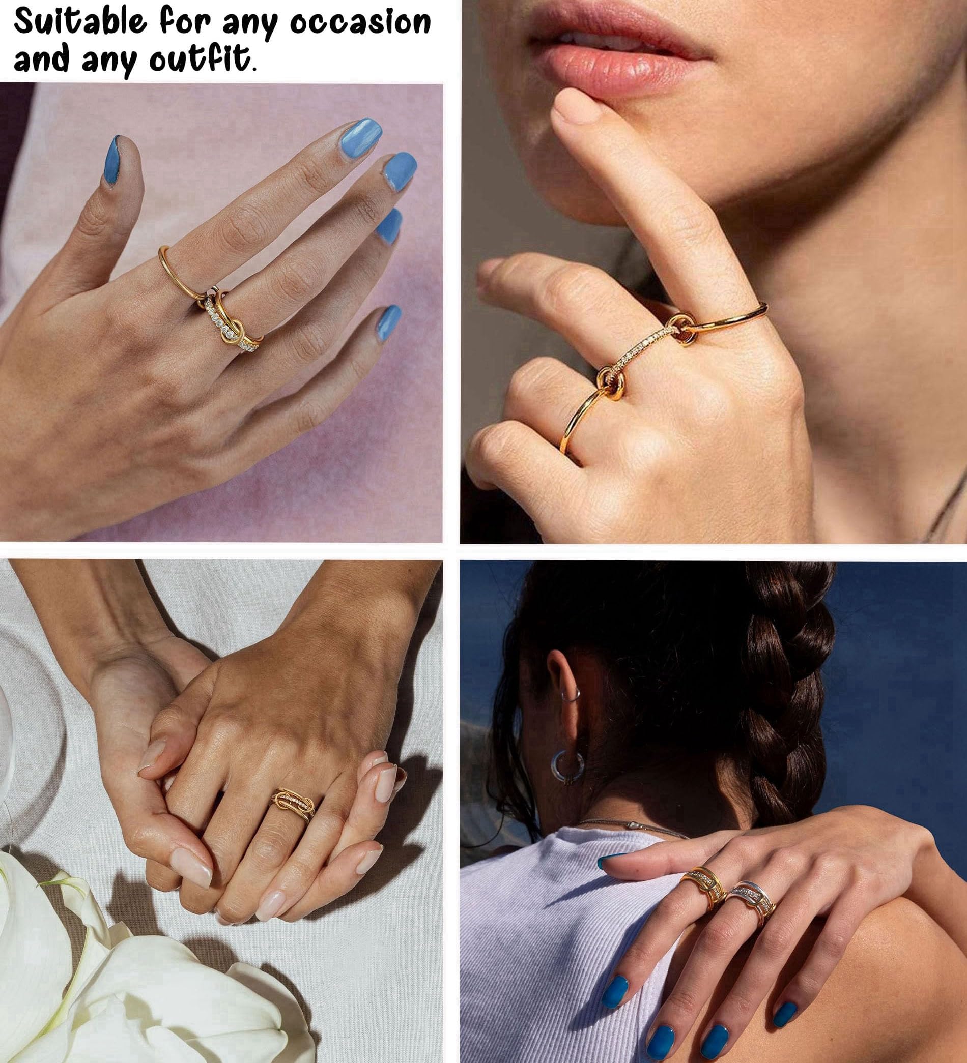 Women's gold and silver stacked ring, crafted from 18K gold-plated and platinum-plated brass.
