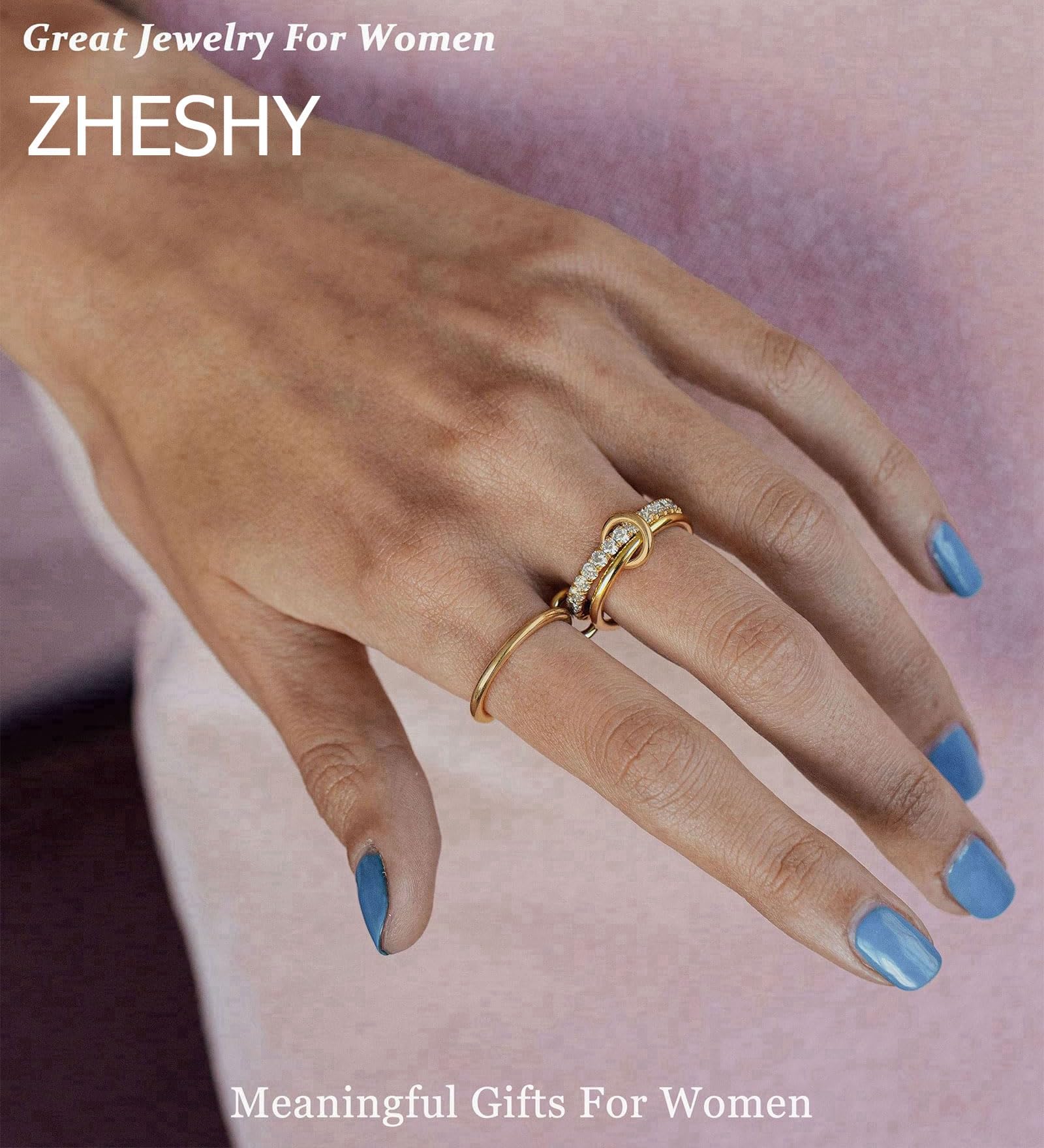 Women's gold and silver stacked ring, crafted from 18K gold-plated and platinum-plated brass.