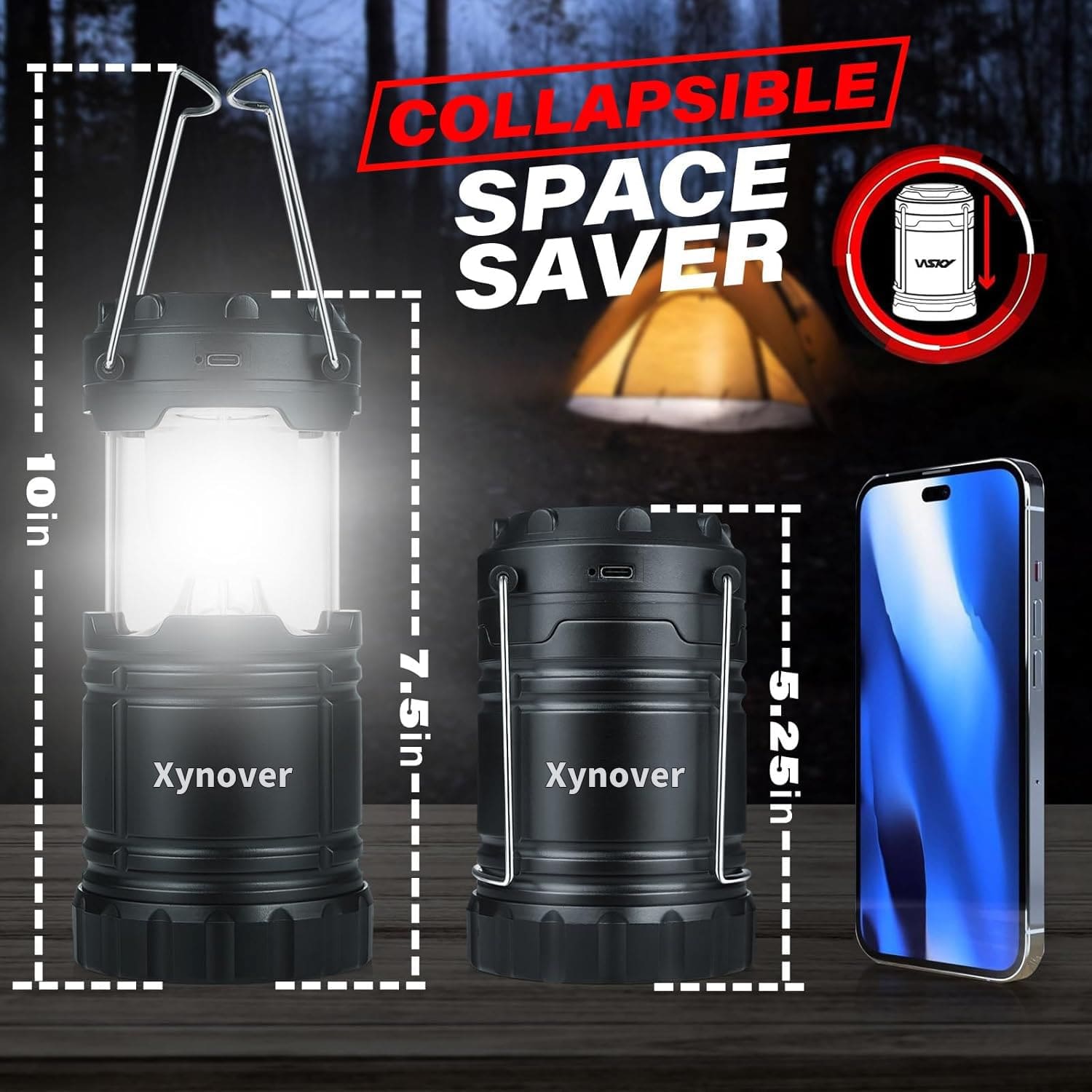 مجموعة من 4 فوانيس تخييم تعمل بالطاقة الشمسية
