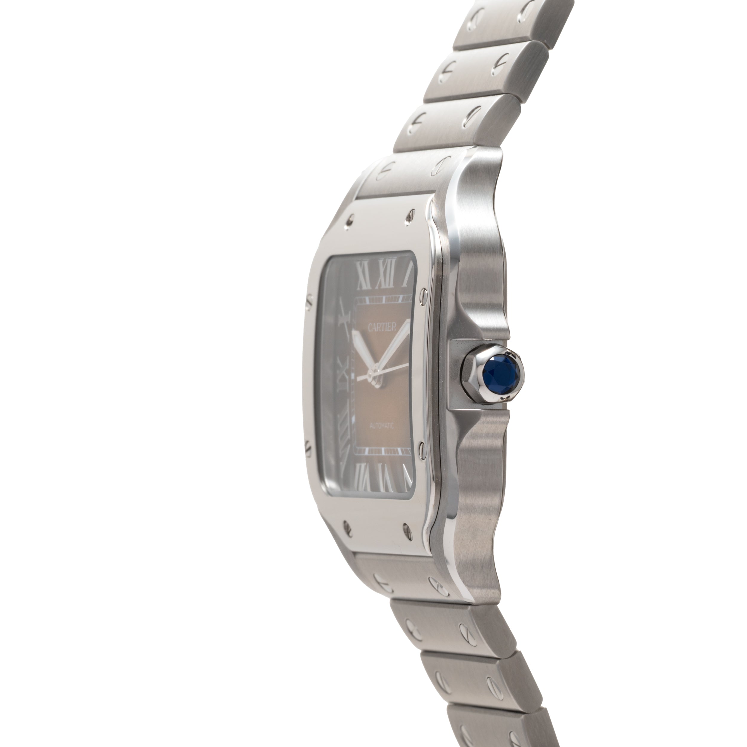 Santos De Cartier Watch Medium Model, Automatic Movement, Steel, Interchangeable Metal And Leather Bracelets